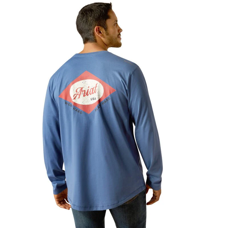Ariat Men's Rebar Workman Diamond Logo Long Sleeve Shirt - Assorted Colours - Image 4