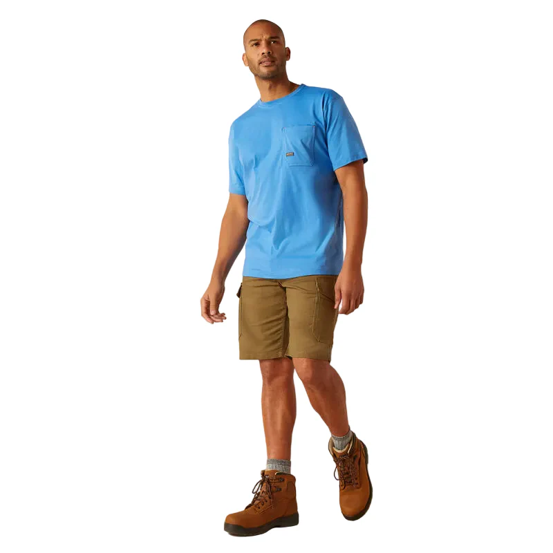 Ariat Men's Rebar Workman Logo T-Shirt - Campanula/ Grey Camo - Image 3