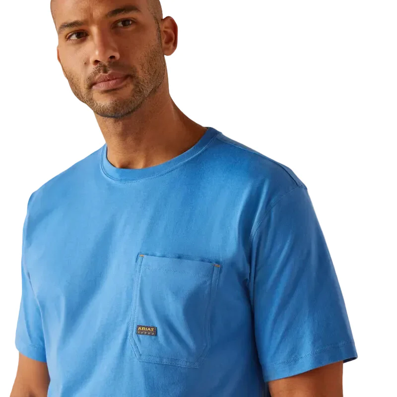 Ariat Men's Rebar Workman Logo T-Shirt - Campanula/ Grey Camo - Image 4