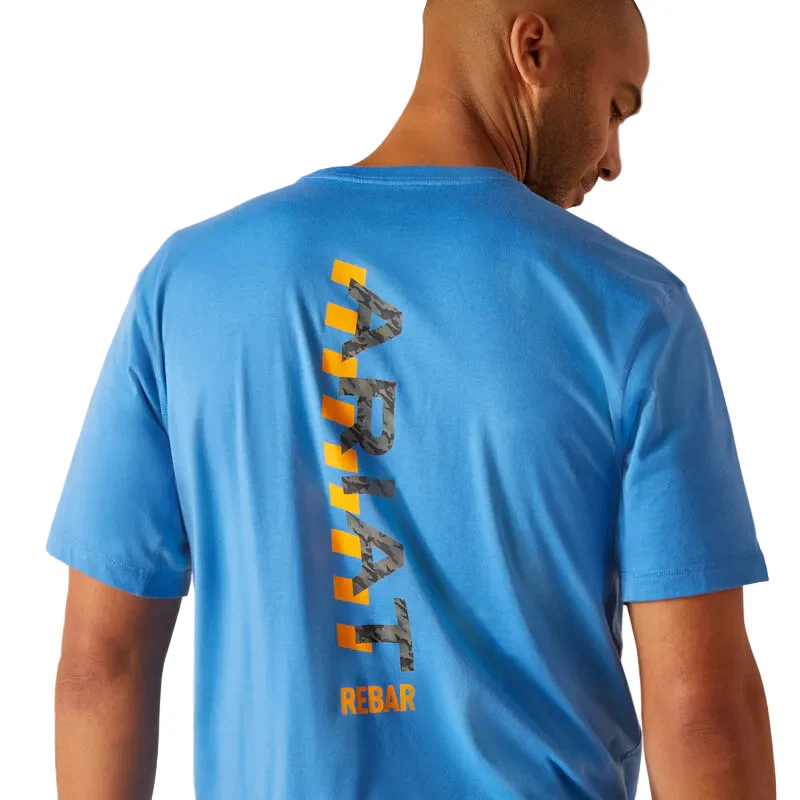Ariat Men's Rebar Workman Logo T-Shirt - Campanula/ Grey Camo - Image 5