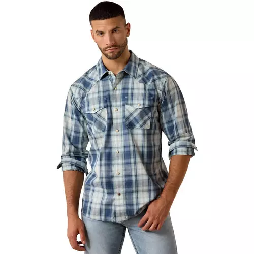 Ariat Men's Retro Heathcliff Fitted Long Sleeve Snap Shirt - Key Largo Plaid