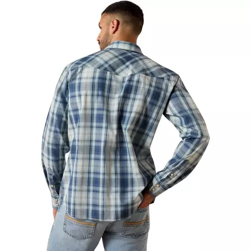 Ariat Men's Retro Heathcliff Fitted Long Sleeve Snap Shirt - Key Largo Plaid - Image 2