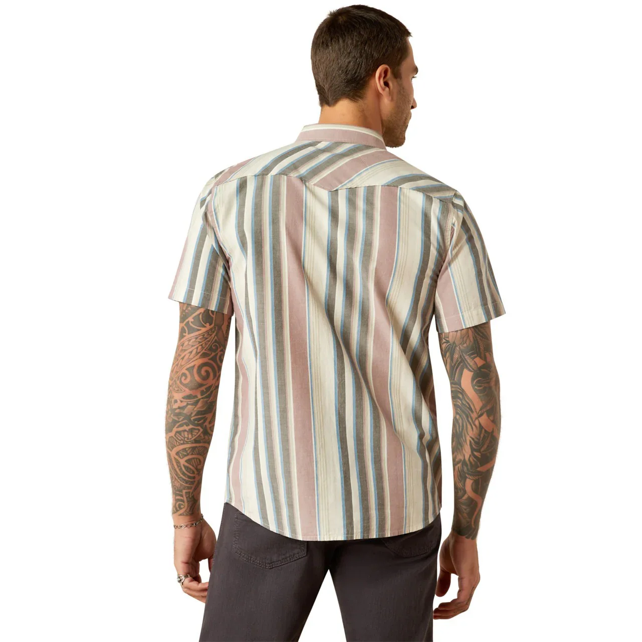 Ariat Men's Hughie Short Sleeve Retro Fit Shirt - Grey - Image 3