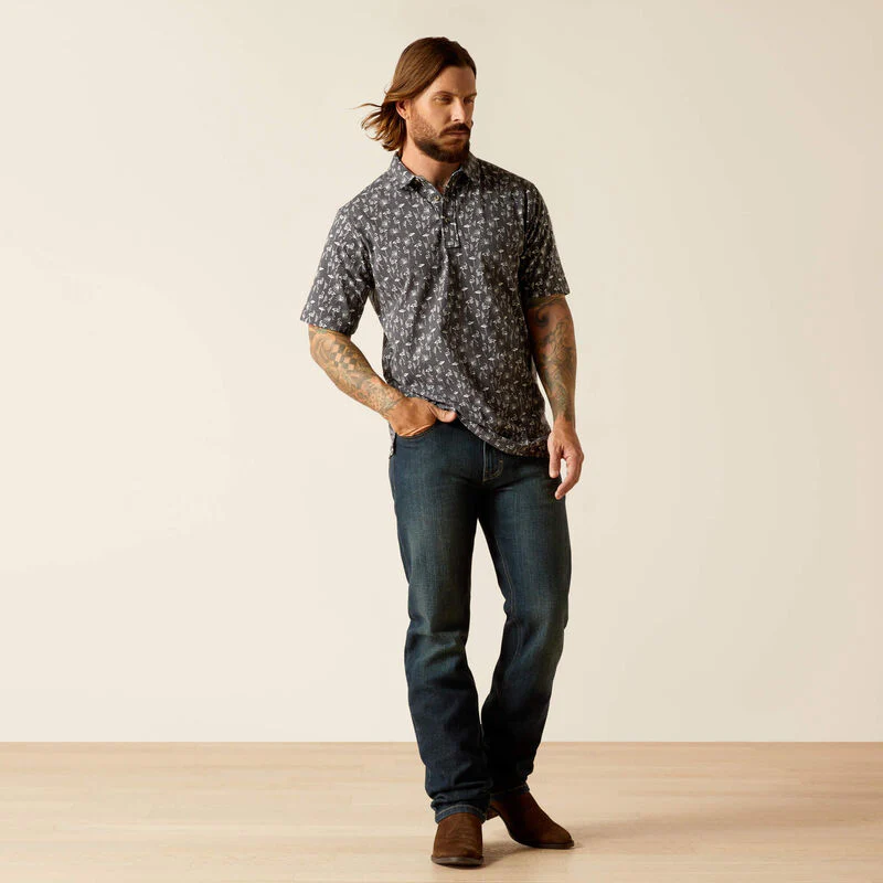 Ariat Men's Retro Polo - Ebony Grey - Image 4