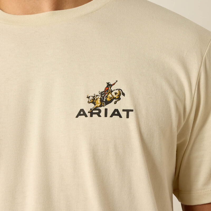 Ariat Men's Ride Em Cowboy Short Sleeve Tee Shirt - Natural - Image 3