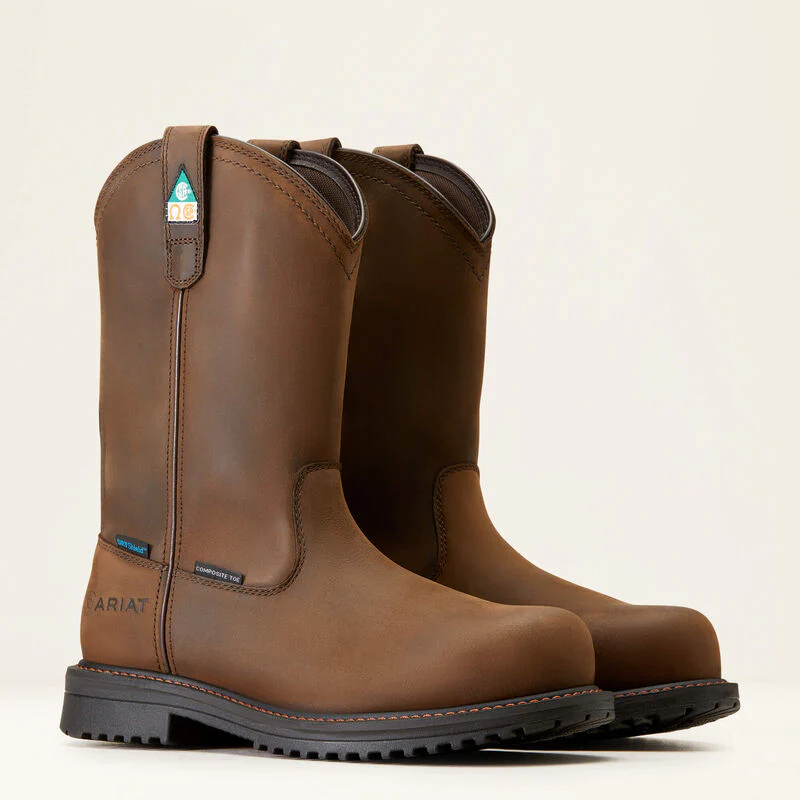 Ariat Men's RigTEK Waterproof Composite Toe Work Boots - Oily Distressed Brown - Image 7