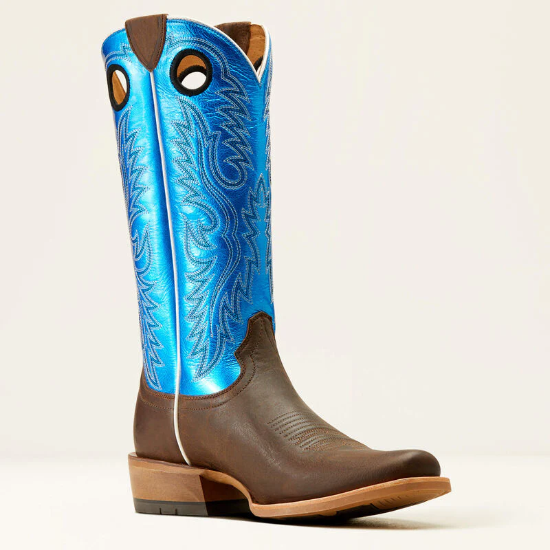 Ariat Men's Ringer Cowboy Boot - Tobacco Toffee/Bright Blue Patent - Image 2