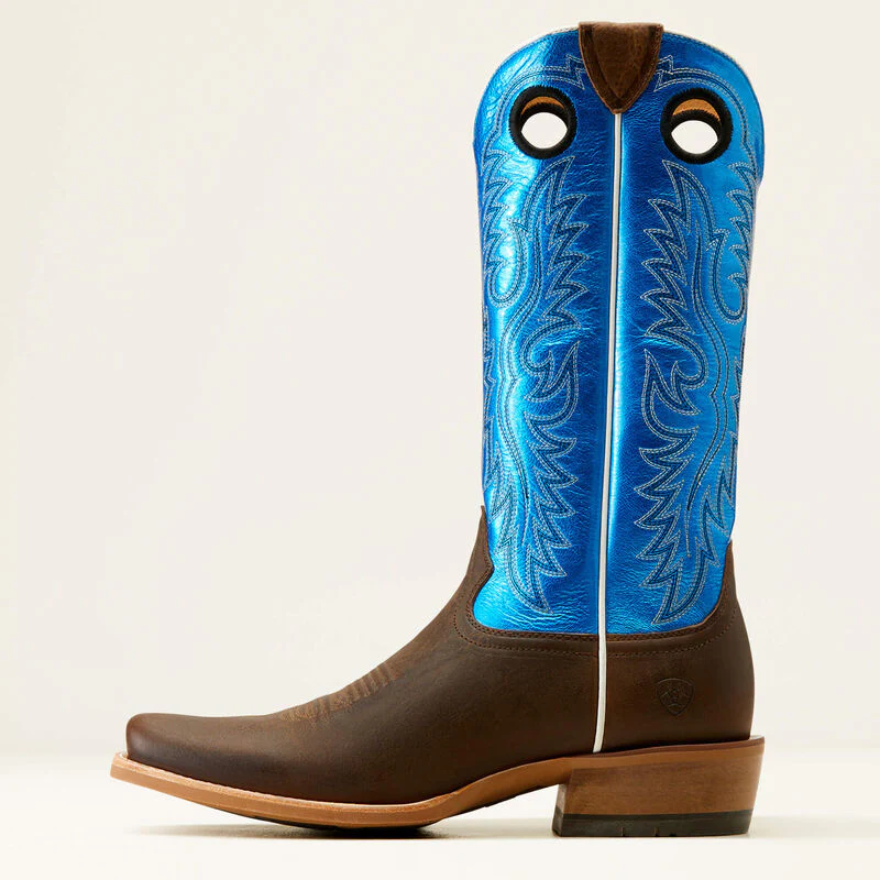 Ariat Men's Ringer Cowboy Boot - Tobacco Toffee/Bright Blue Patent - Image 6