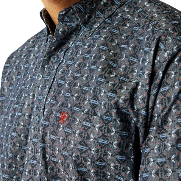 Ariat Men's Rochard Long Sleeve Shirt - Chambray Blue - Image 2