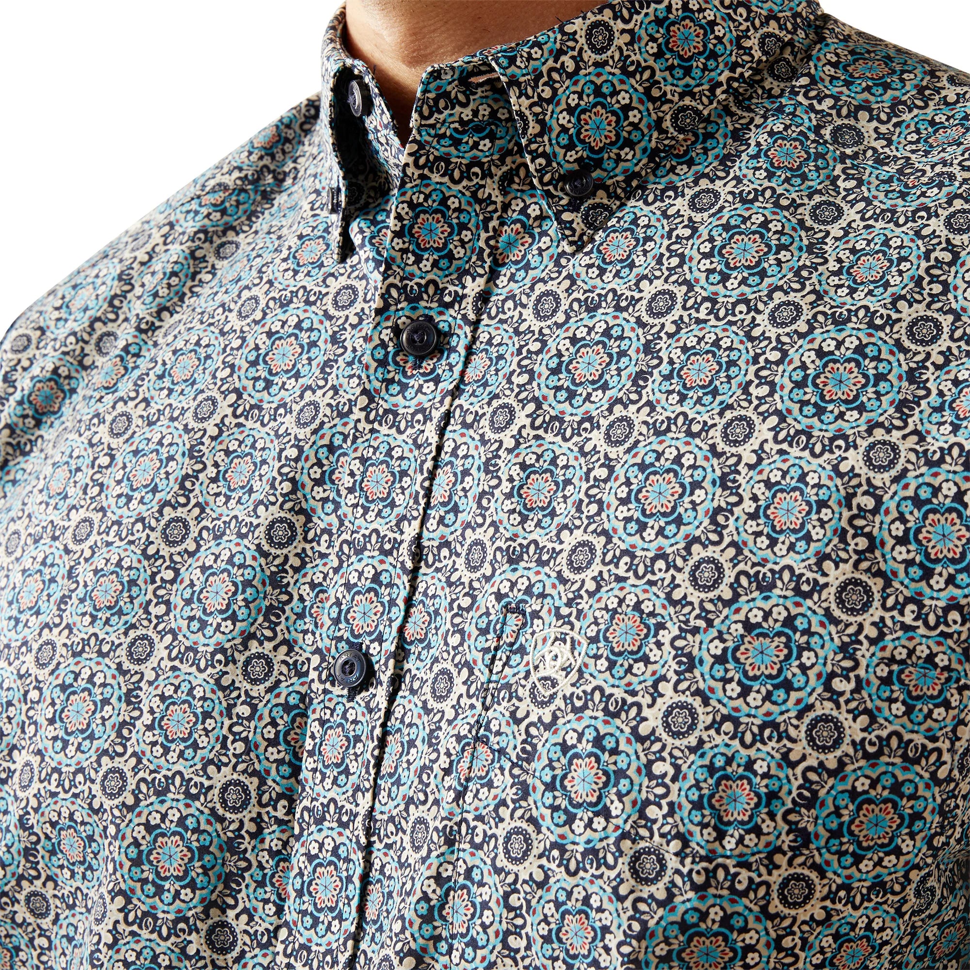 Ariat Men's Santiago Long Sleeve Classic Fit Shirt - Dark Teal - Image 2