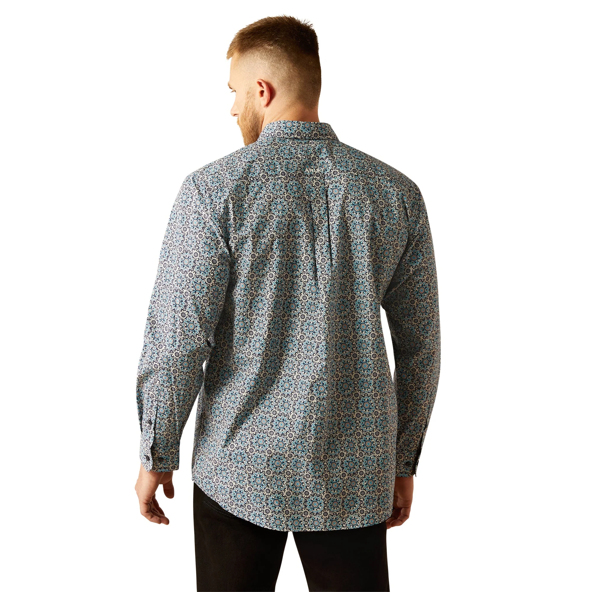 Ariat Men's Santiago Long Sleeve Classic Fit Shirt - Dark Teal - Image 3
