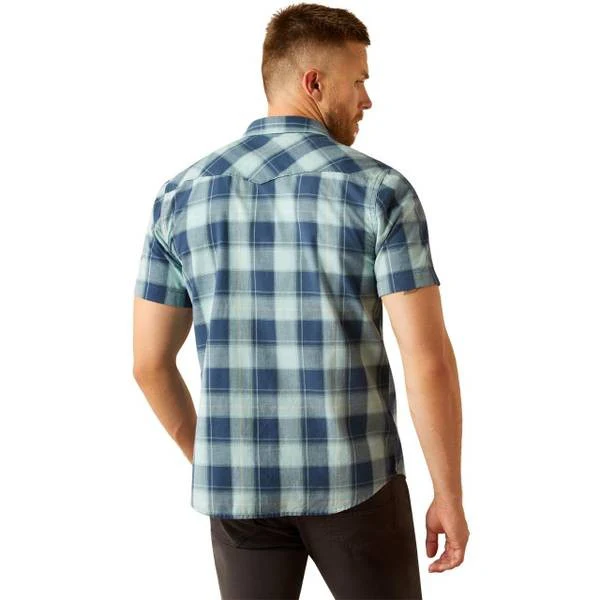 Ariat Men's Short Sleeve Hersh Retro Fit Shirt - Medium Blue - Image 3