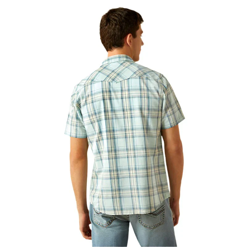 Ariat Men's Short Sleeve Hinkle Retro Shirt- Aqua - Image 2