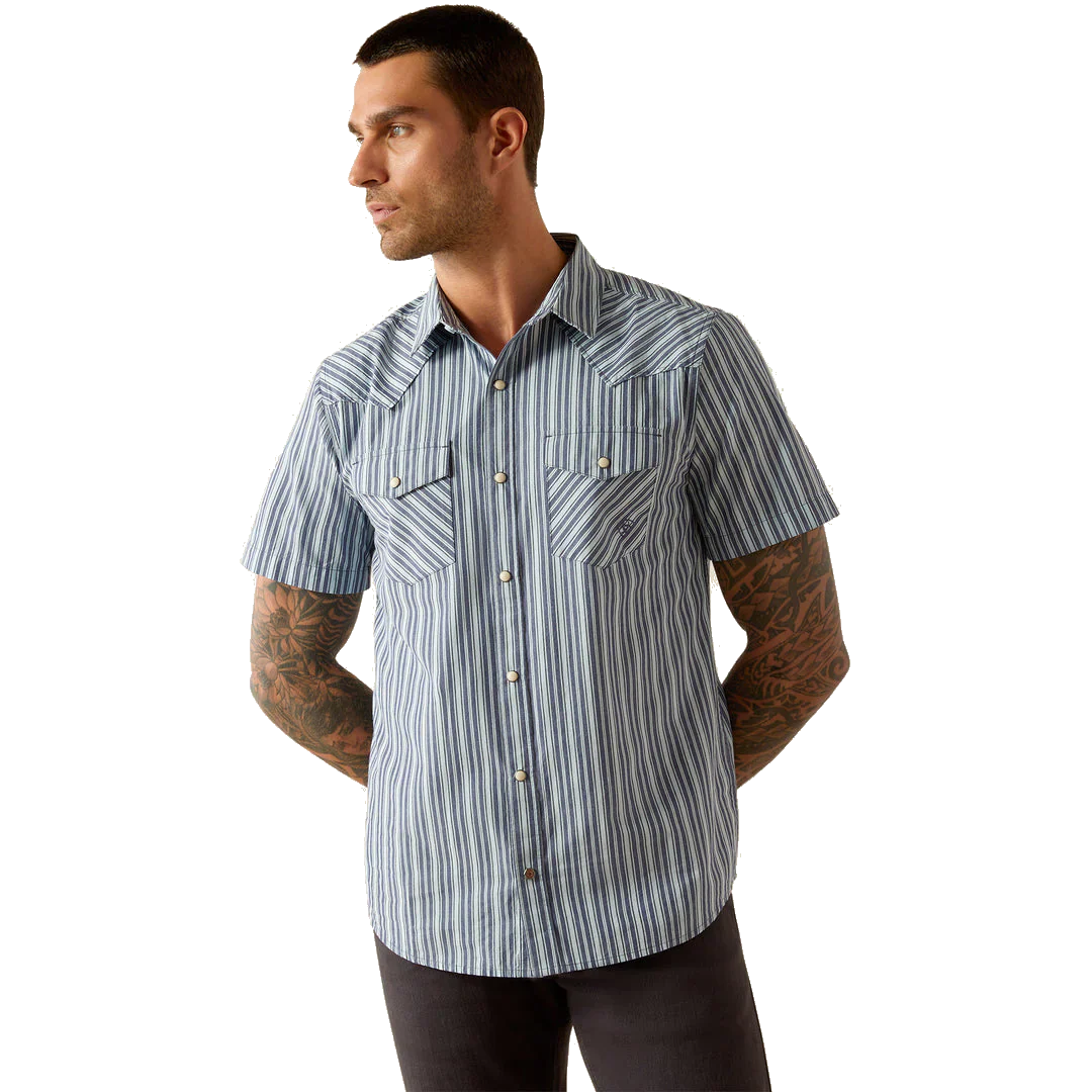 Ariat Men's Short Sleeve Hyder Retro Fit Shirt - Blue - Image 2