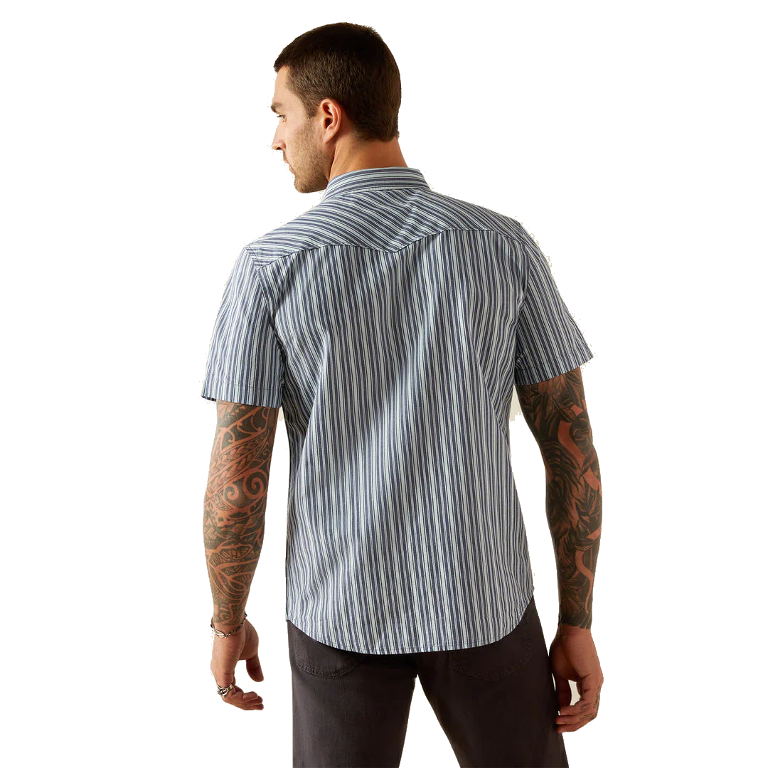 Ariat Men's Short Sleeve Hyder Retro Fit Shirt - Blue - Image 3