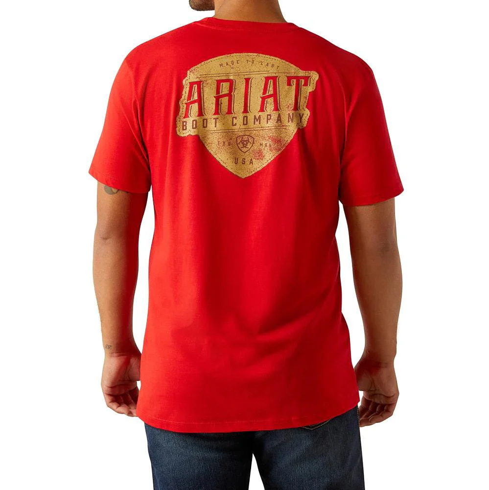 Ariat Men's Short Sleeve Leather Shield Graphic Tee Shirt- Red - Image 2