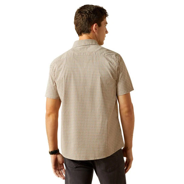 Ariat Men's Short  Sleeve Maximo Modern Fit Shirt - Khaki - Image 3