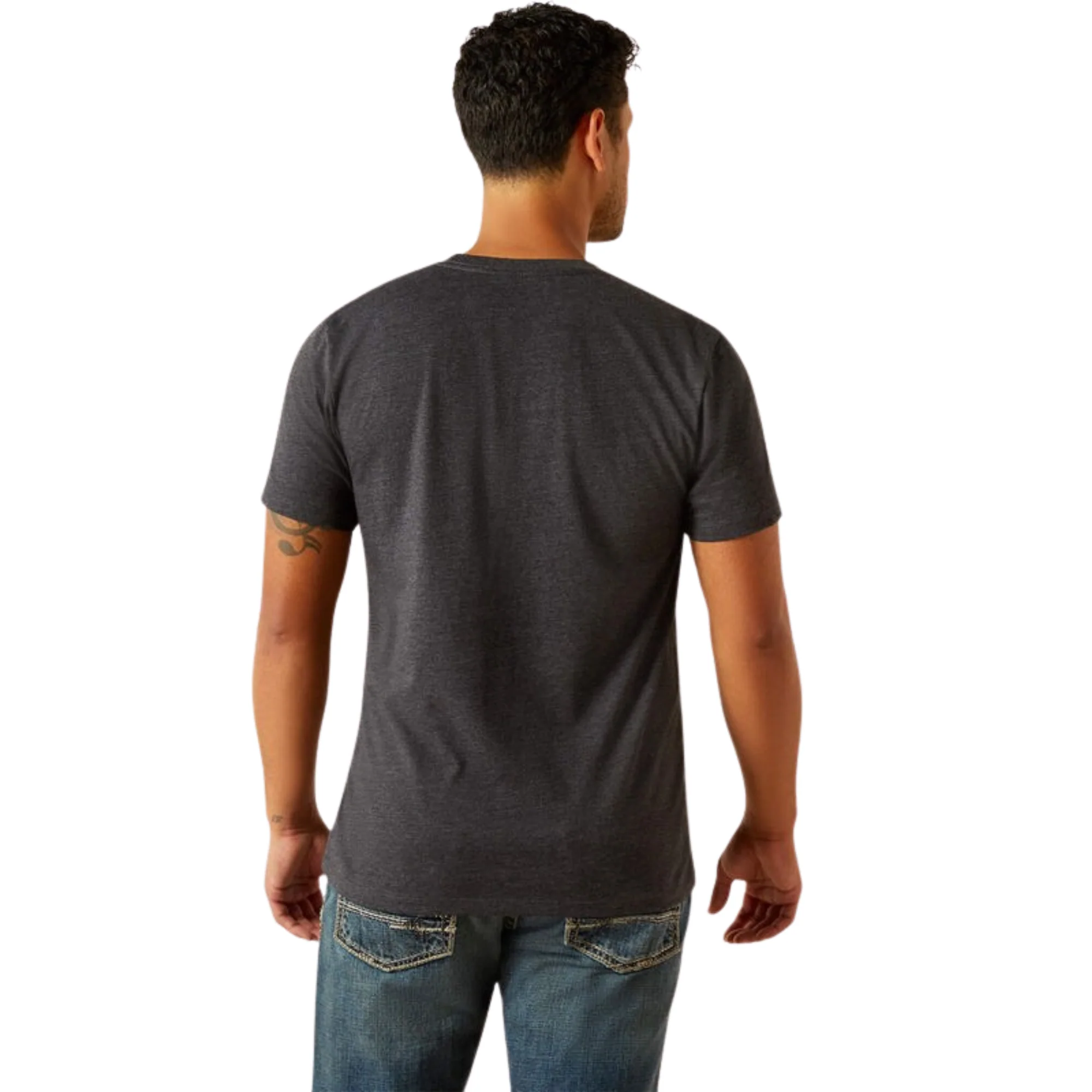 Ariat Men's Short Sleeve Mexidigi Distressed Tee Shirt- Charcoal Heather - Image 2