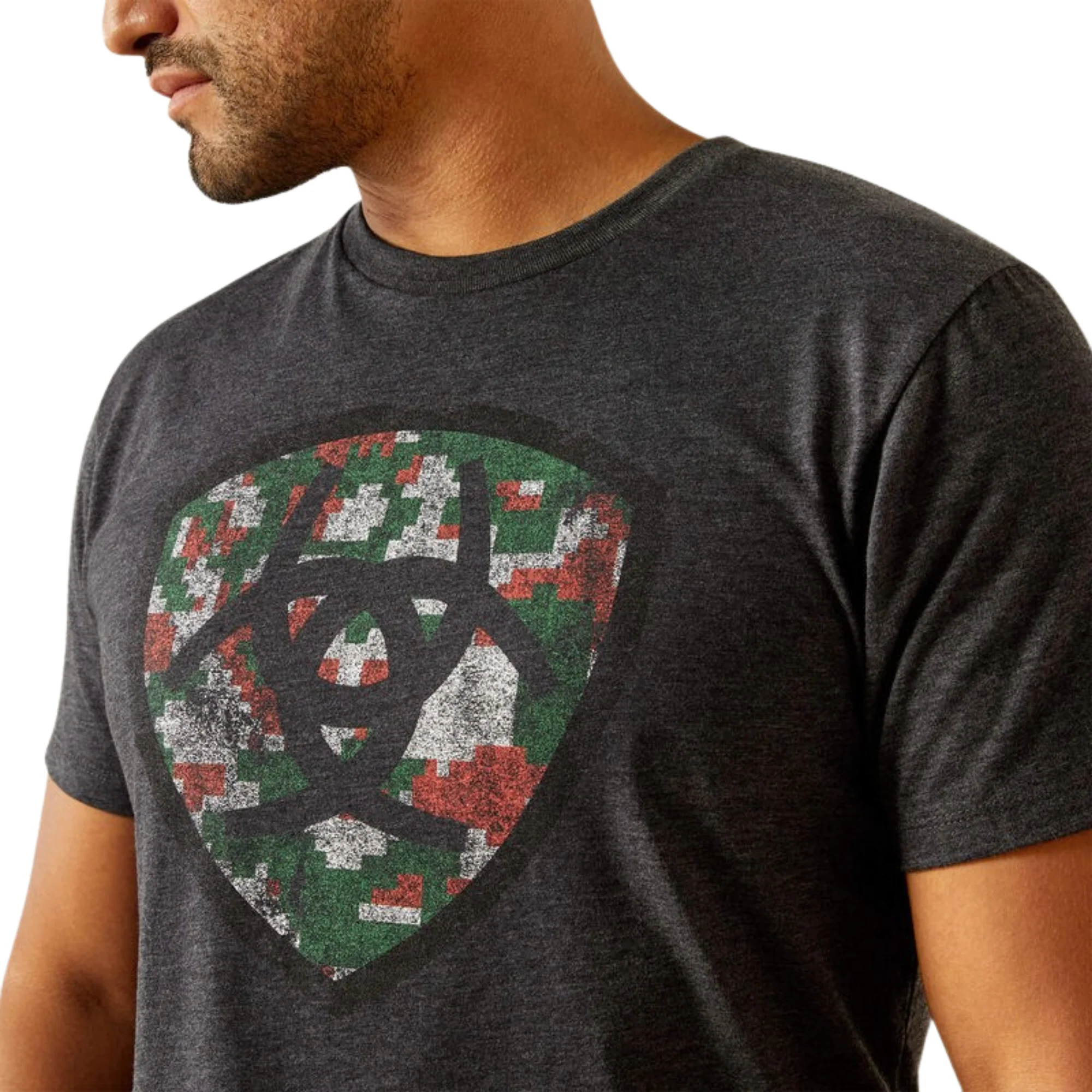 Ariat Men's Short Sleeve Mexidigi Distressed Tee Shirt- Charcoal Heather - Image 4