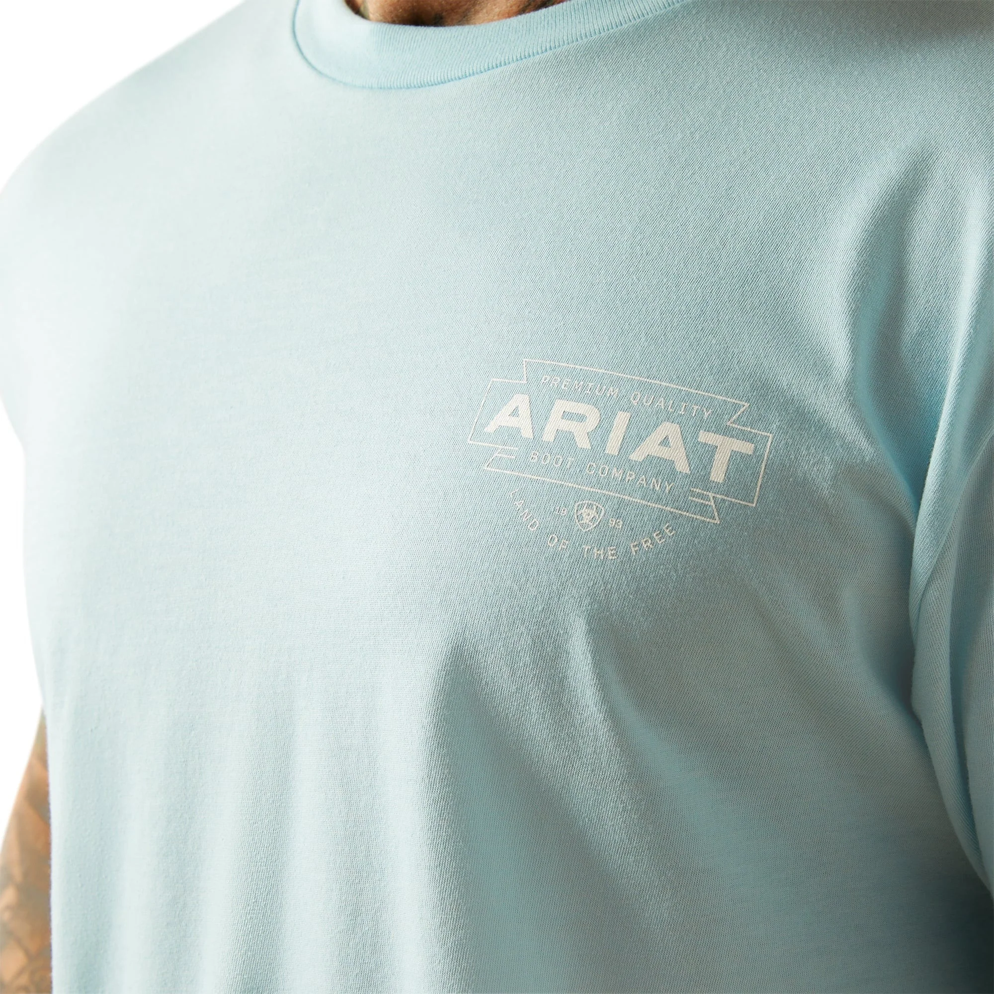 Ariat Men's Short Sleeve Southwest Simple Tee Shirt - Sky Blue Heather - Image 3