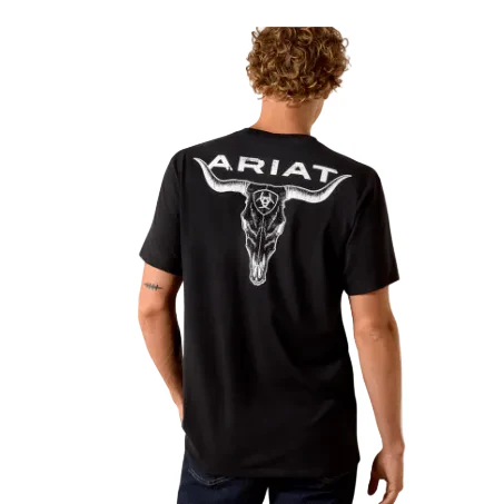 Ariat Men's Short Sleeve Stipple Steer Classic Fit Tee Shirt - Black - Image 2