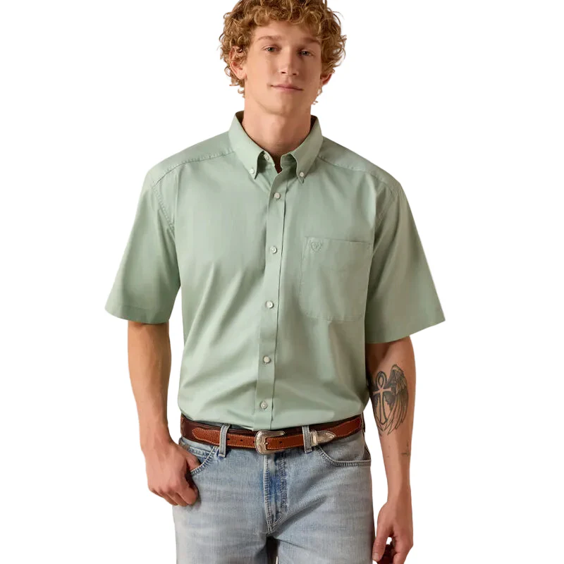 Ariat Men's Short Sleeve Twill Classic Fit Shirt - Silt Green