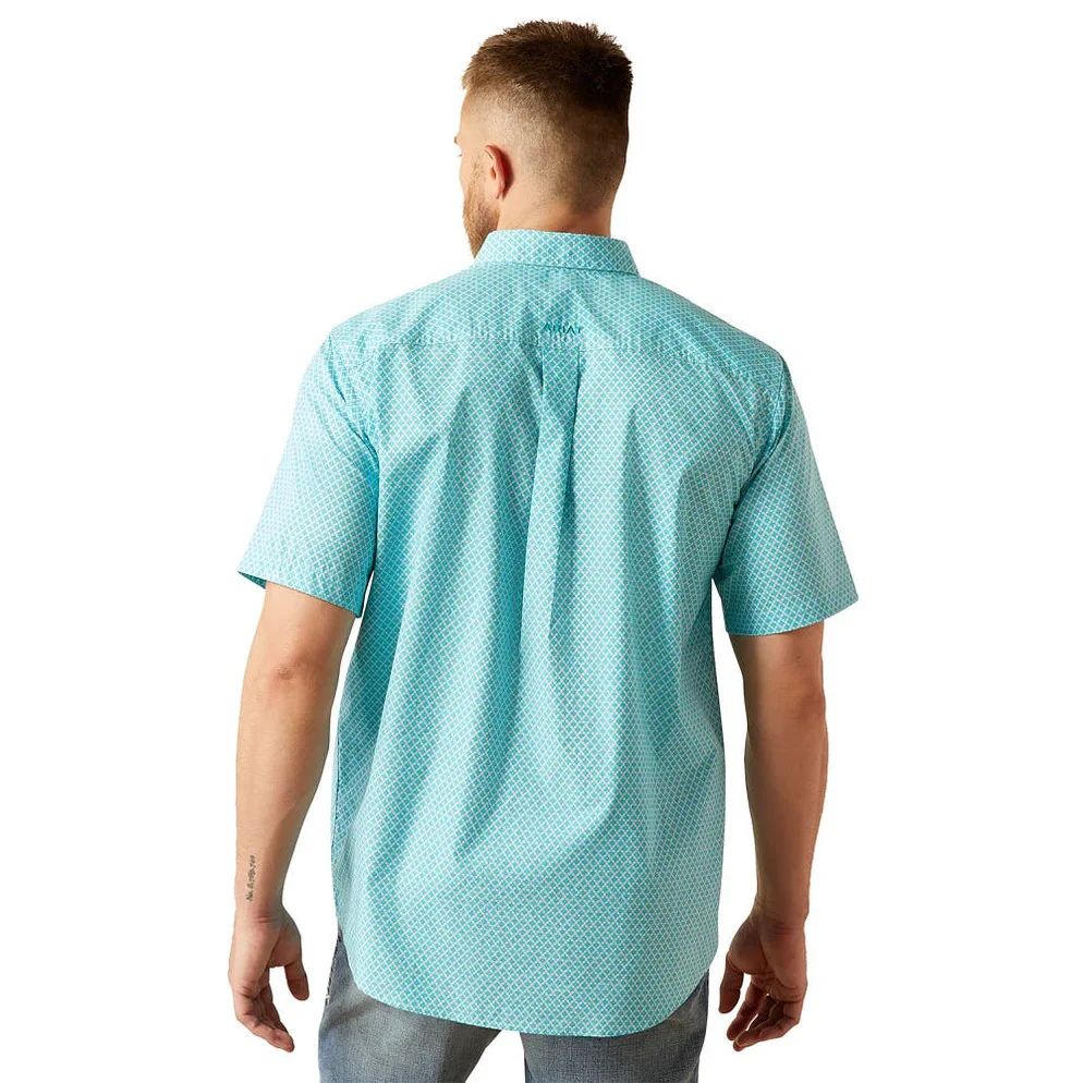 Ariat Men's Short Sleeve Westin Short Sleeve Shirt-Light Blue - Image 3