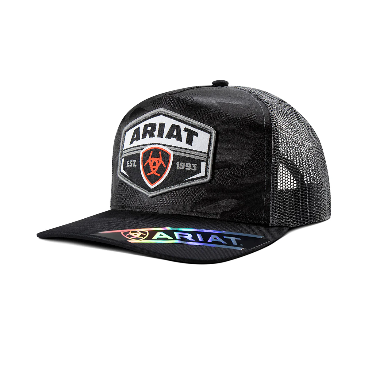 Ariat Men's Snap Back Camo Patch Cap- Black