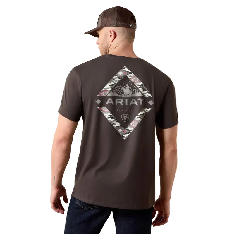 Ariat Men's Southwest Mountain Man Classic Fit Tee Shirt - Vintage Black - Image 2