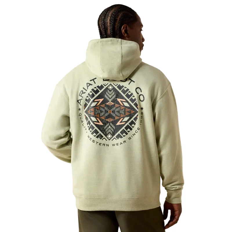 Ariat Men's Southwest Sunset Fade Seal Long Sleeve Hoodie - Sage Heather - Image 2