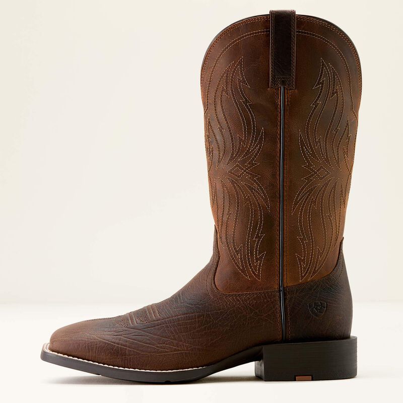 Ariat Men's Sport Rustler Wide Square Toe Cowboy Boot- Toffee Hippo Print Rich Oak - Image 2