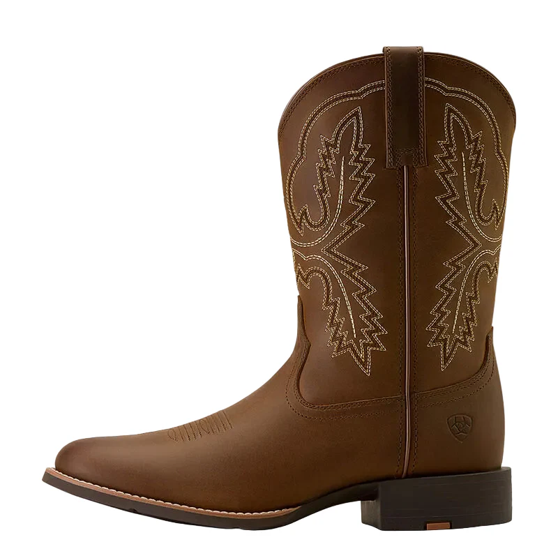 Ariat Men's Sport Stratten Wide Toe Cowboy Boot - Distressed Brown - Image 2