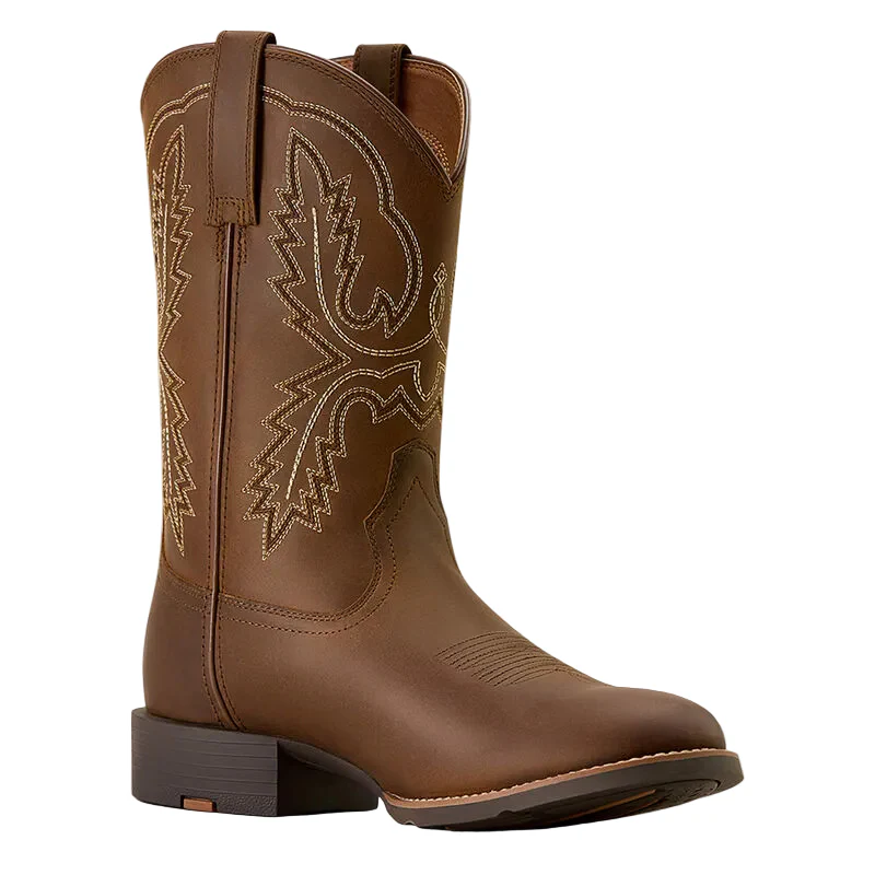 Ariat Men's Sport Stratten Wide Toe Cowboy Boot - Distressed Brown - Image 4