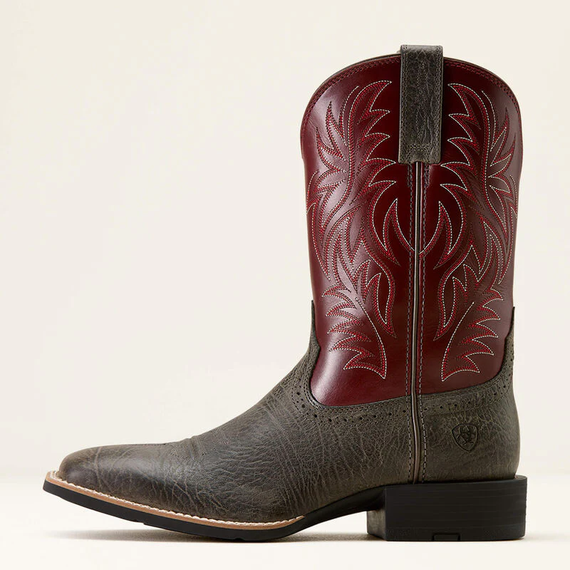 Ariat Men's Sport Wide Square Toe Cowboy Boot- Charcoal Grey Hippo Print - Image 2
