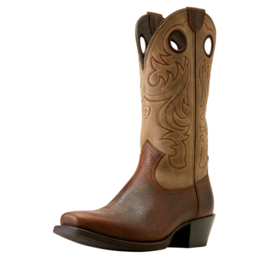 Ariat Men's Sport Wide Square Toe Western Boots - Brown Oiled Rowdy - Image 2