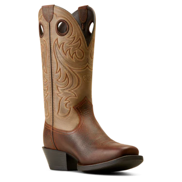 Ariat Men's Sport Wide Square Toe Western Boots - Brown Oiled Rowdy - Image 7