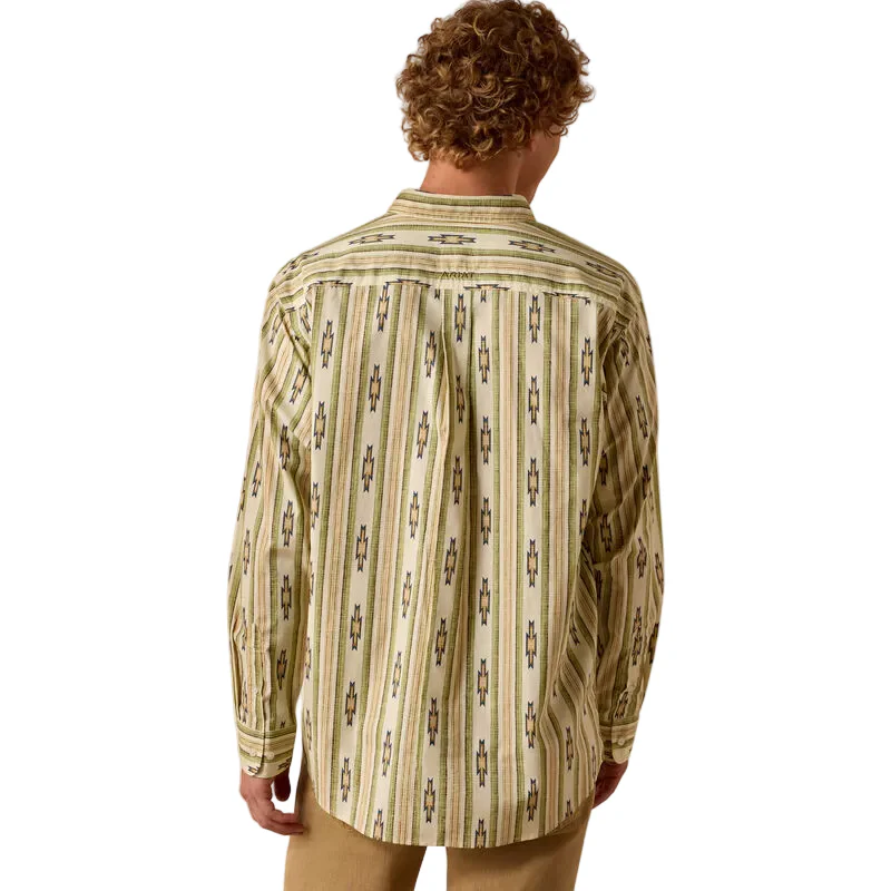 Ariat Men's Stephon Classic Fit Serape StripeLong Sleeve Shirt- Almond Oil - Image 2