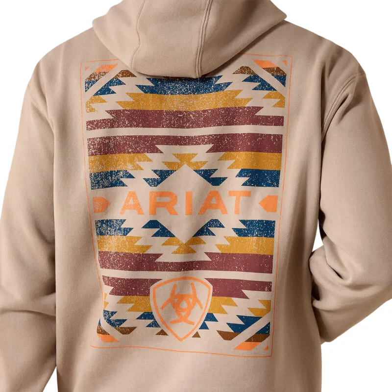 Ariat Men's Tapiz Zapoteco Long Sleeve Hoodie - Beige - Image 3