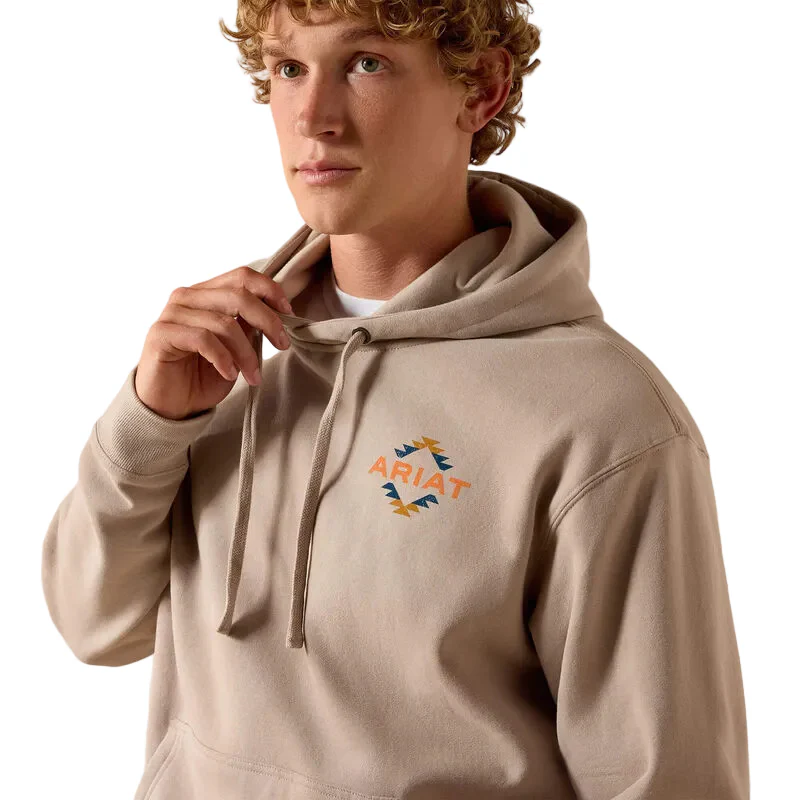 Ariat Men's Tapiz Zapoteco Long Sleeve Hoodie - Beige - Image 4