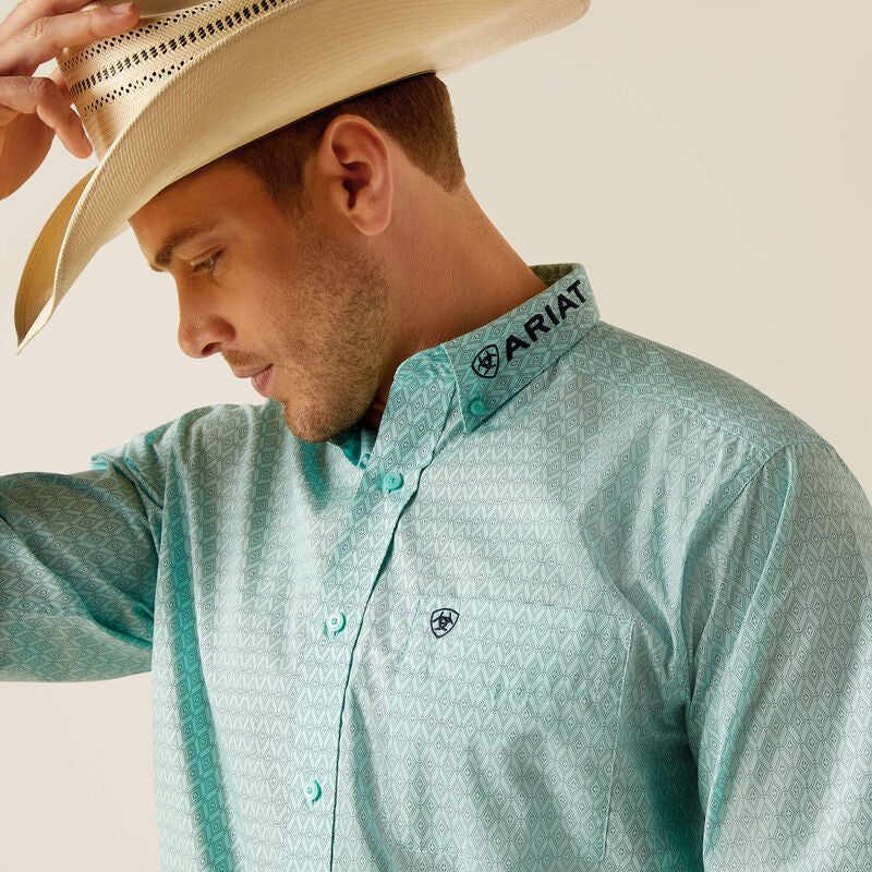 Ariat Men's Team Gian Long Sleeve Shirt - Light Aqua - Image 5