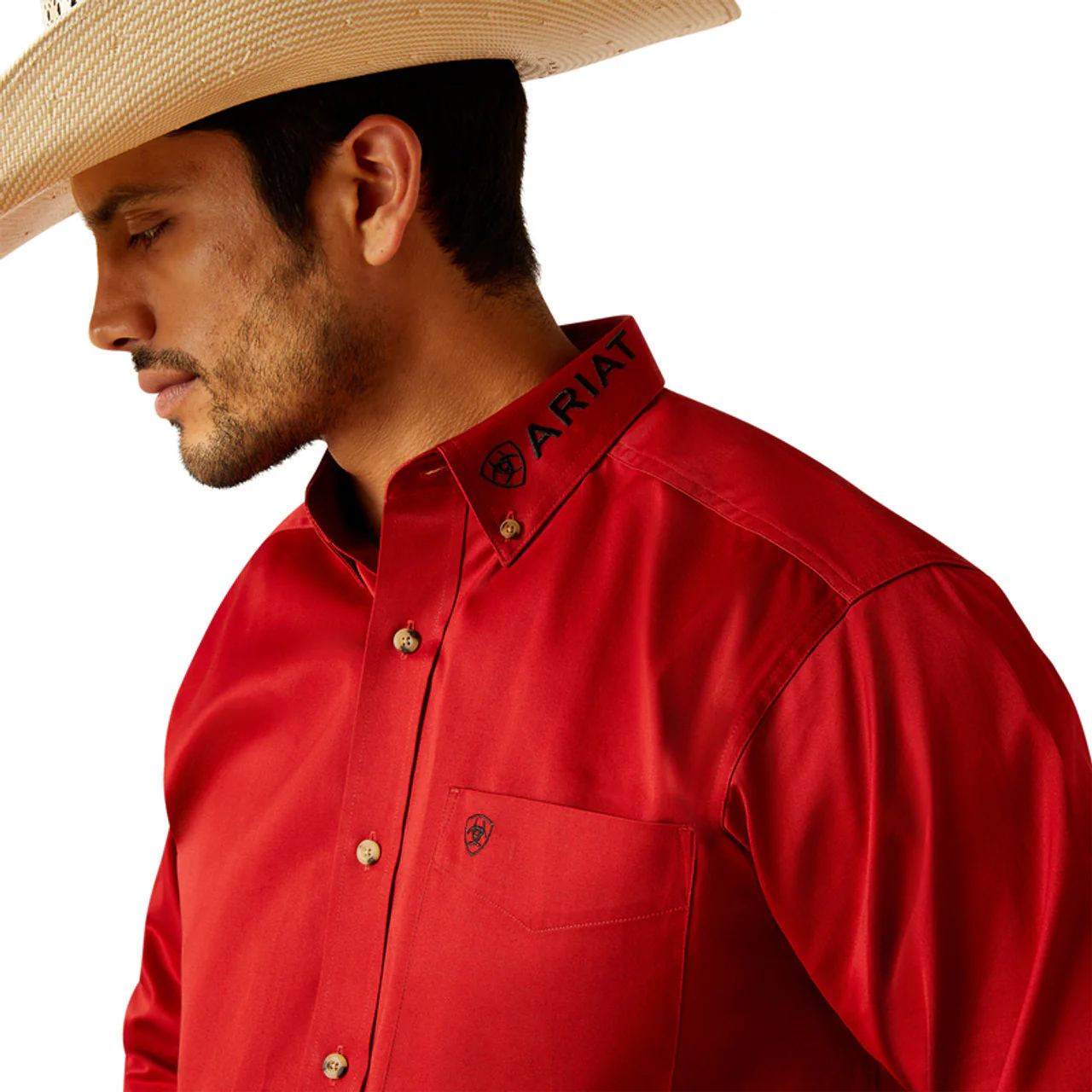 Ariat Men's Team Logo Twill Classic Fit Shirt - Red - Image 3