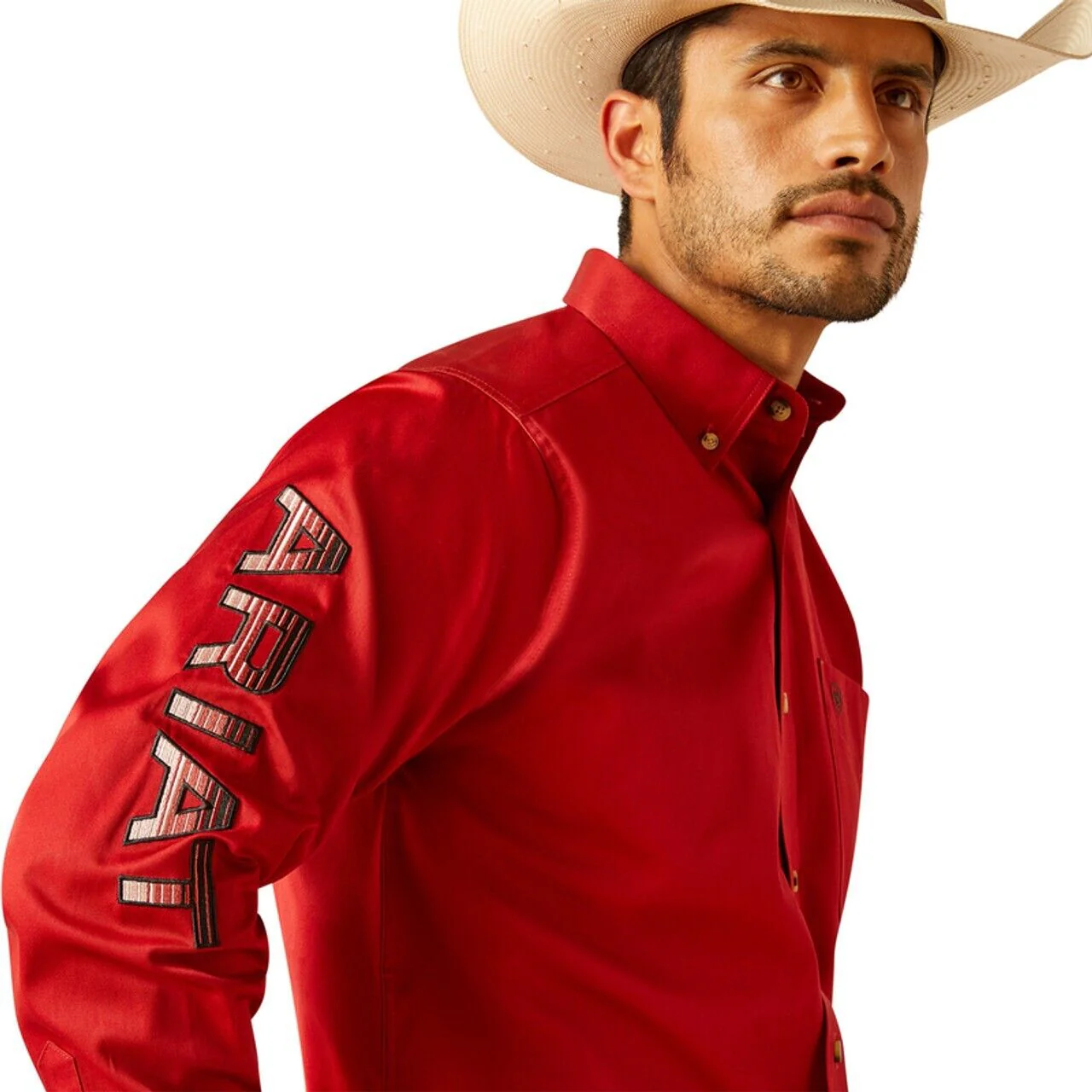 Ariat Men's Team Logo Twill Classic Fit Shirt - Red - Image 4
