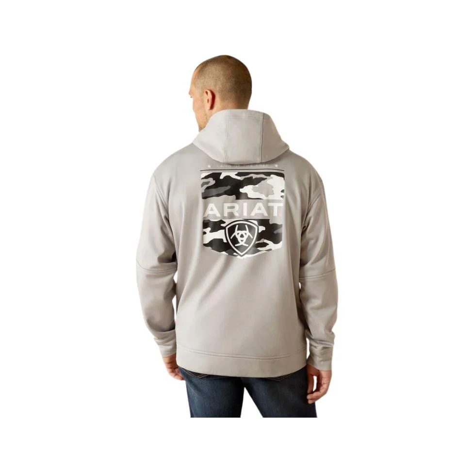 Ariat Men's Tek Fleece 2.0 Camo Pocket Hoodie - Grey Heather - Image 2