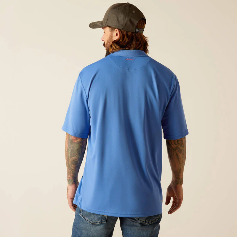 Ariat Men's TEK Short Sleeve Polo Shirt - Seascape - Image 2