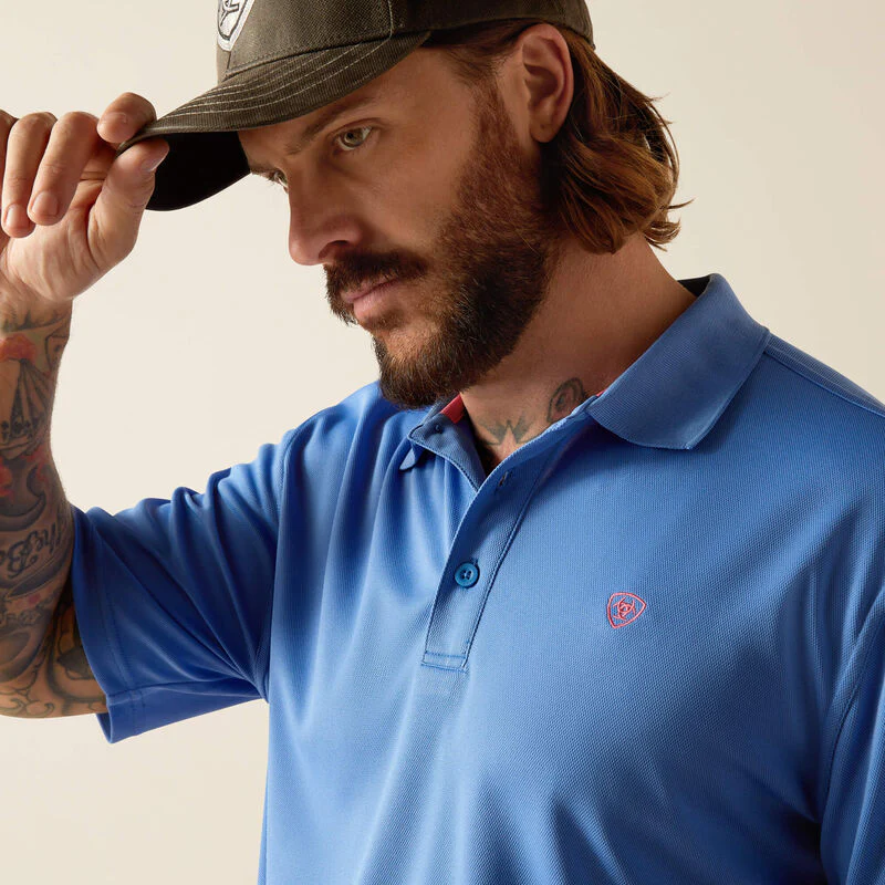 Ariat Men's TEK Short Sleeve Polo Shirt - Seascape - Image 4
