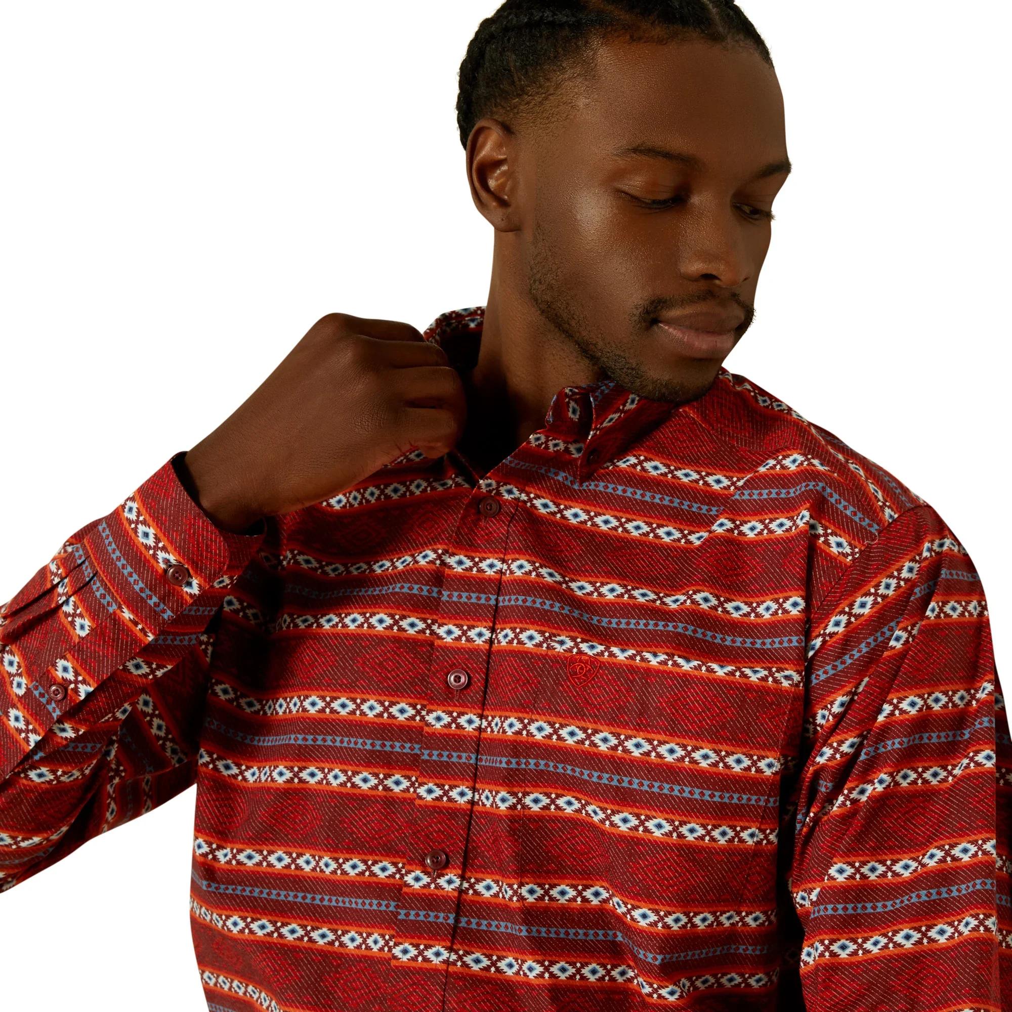 Ariat Men's Tiago Classic Fit Long Sleeve Shirt - Red - Image 3