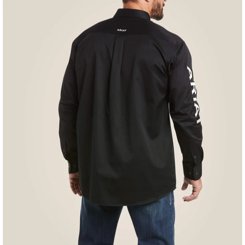 Ariat Men's TM Logo Twill Classic Long Sleeve Shirt - Black & White - Image 2