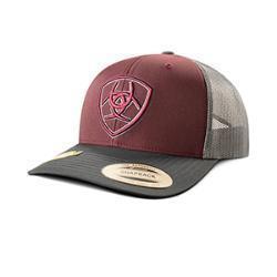Ariat Men's Two Tone Shield Cap- Burgundy