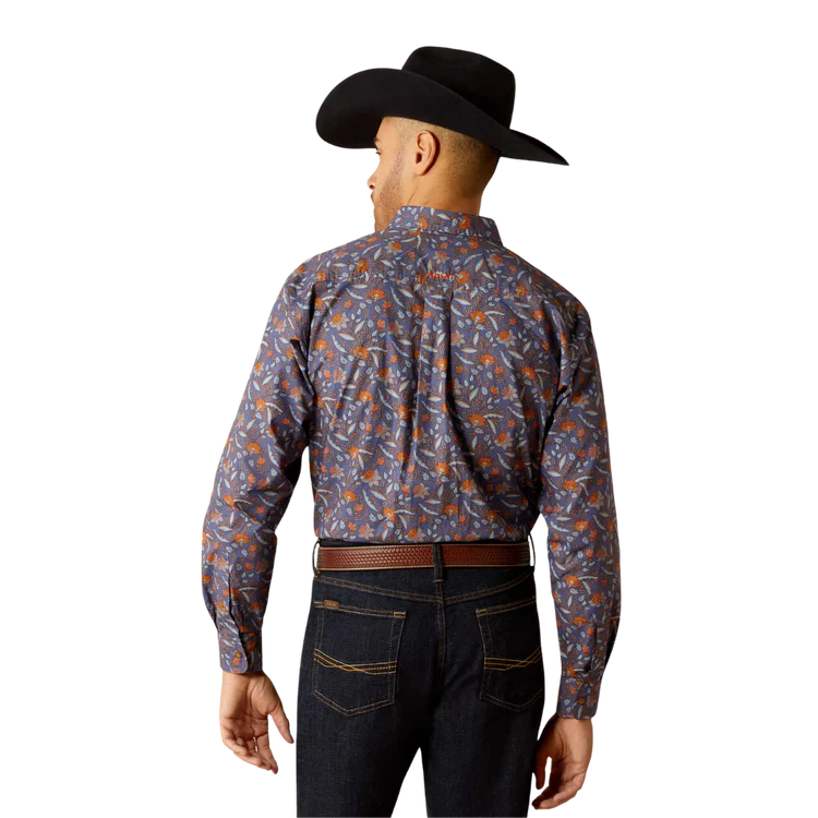 Ariat Men's Ty Classic Fit Long Sleeve Shirt - Dark Blue - Image 2