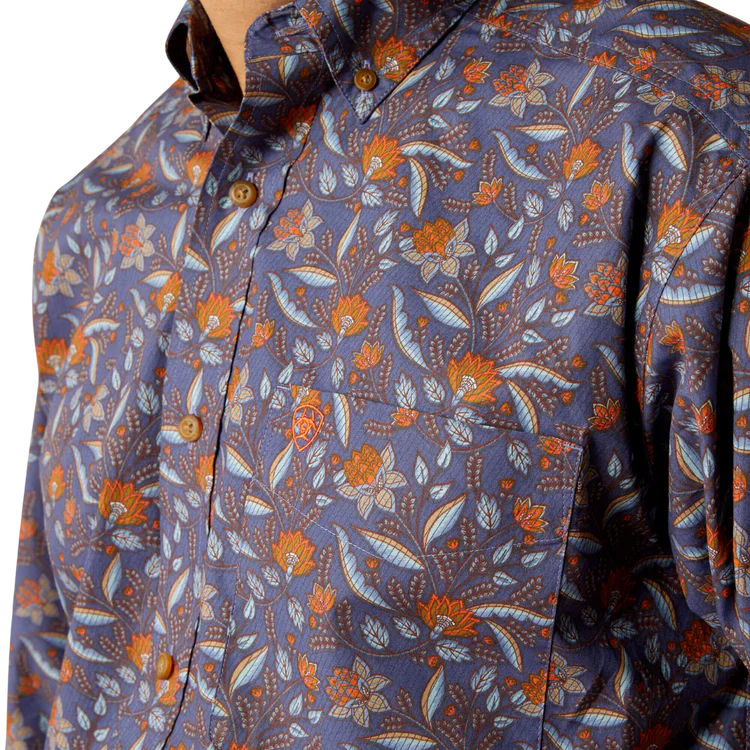 Ariat Men's Ty Classic Fit Long Sleeve Shirt - Dark Blue - Image 3